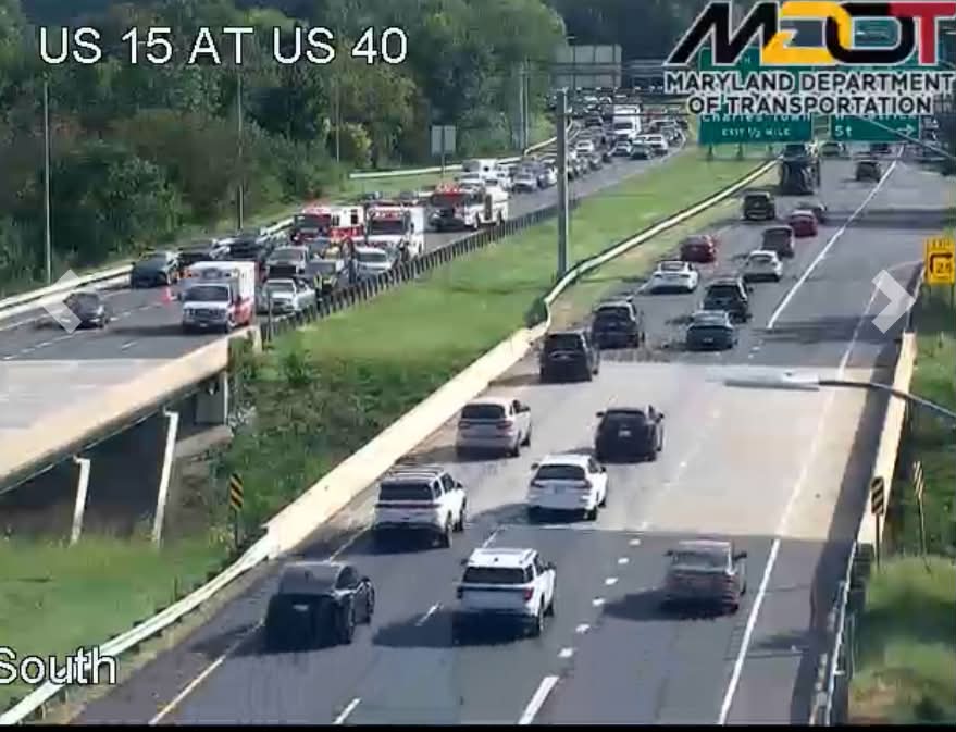VEHICLE ACCIDENT - BLS, US-15NB / W. PATRICK ST (FREDERICK) ST. Photo credit: Maryland Department of Transportation.
