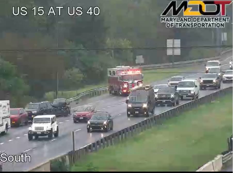 VEHICLE ACCIDENT - BLS, RT15NB / W.. Photo credit: Maryland Department of Transportation.