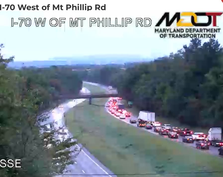 VEHICLE ACCIDENT - BLS, I-70EB / MOUNT PHILLIP RD. Photo credit: Maryland Department of Transportation.