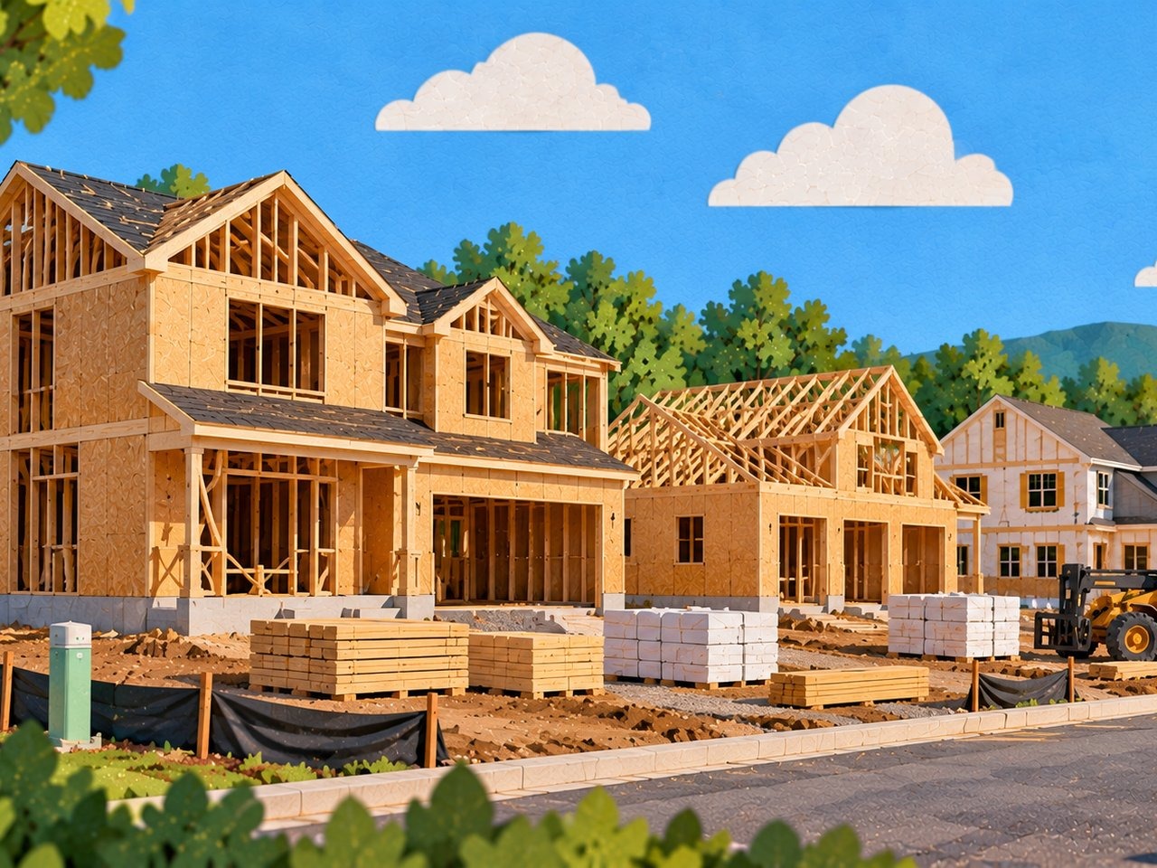 Editorial illustration: New residential housing construction