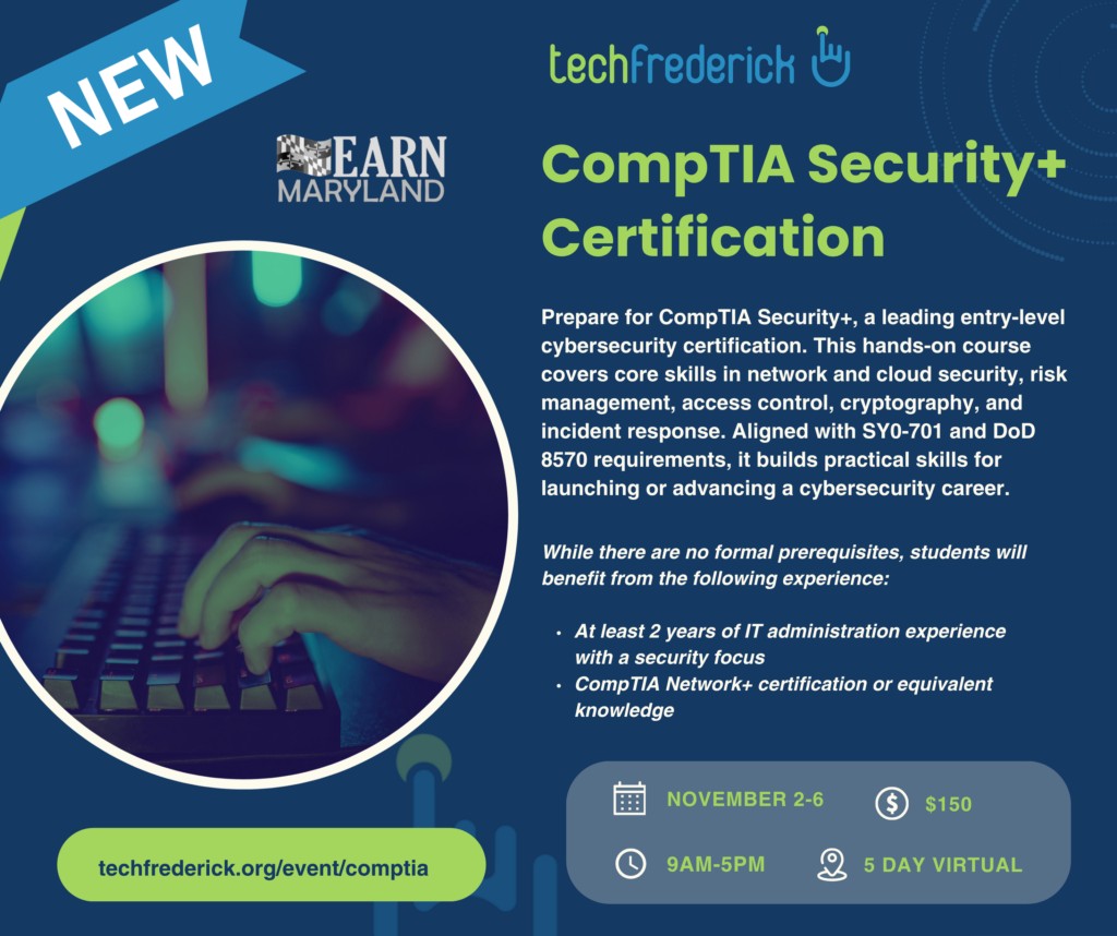 Event image: techFrederick for CompTIA Cybersecurity+ Class