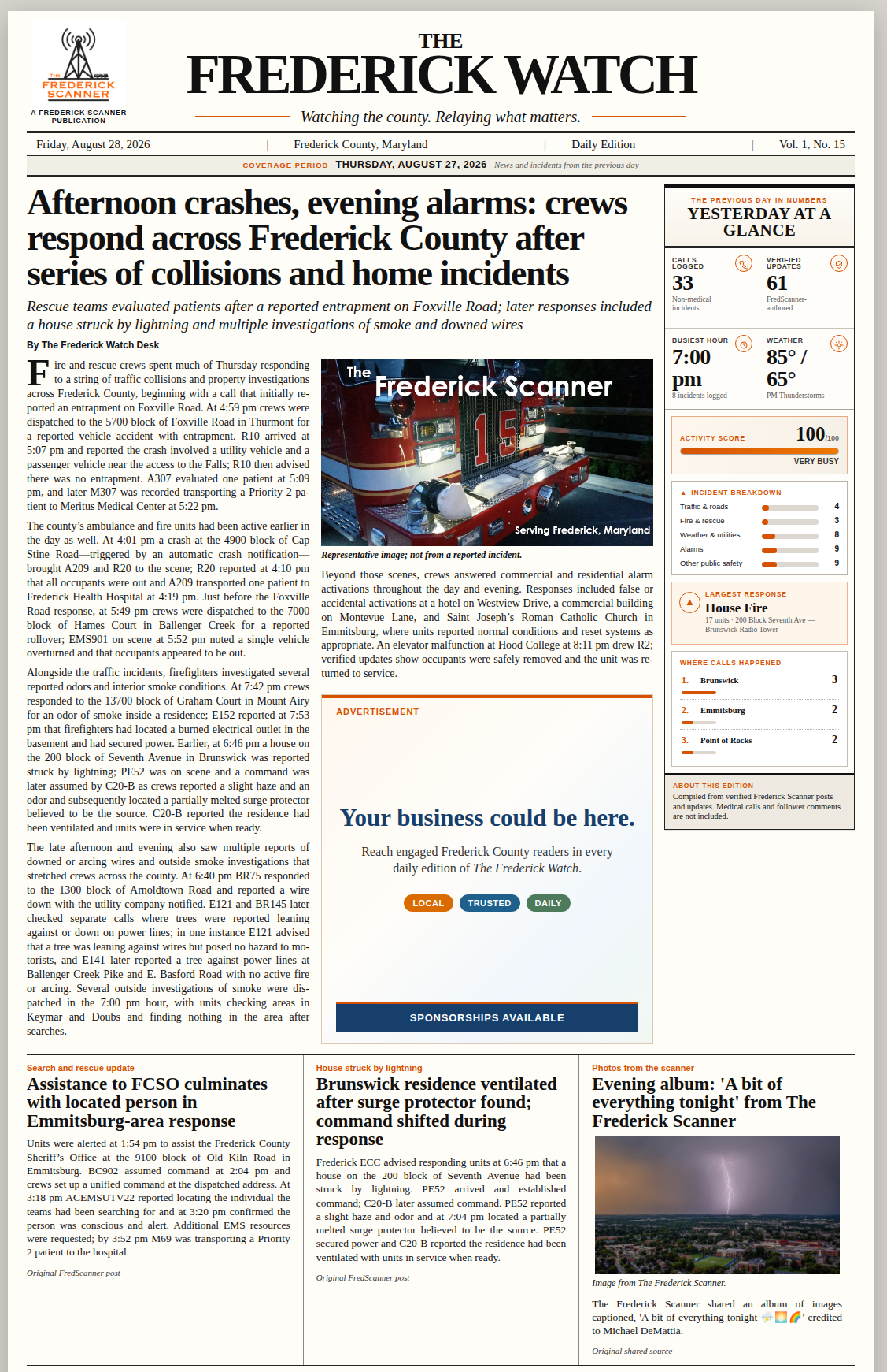 The Frederick Watch daily edition